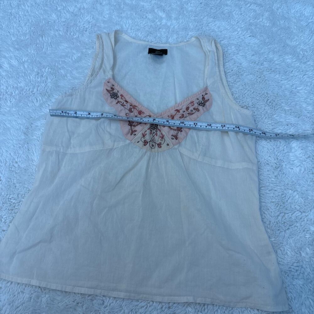 Womens Studded Floral Cotton Embroidered Cream Top 6 Boho Indie Tomato Granola - Picture 3 of 5
